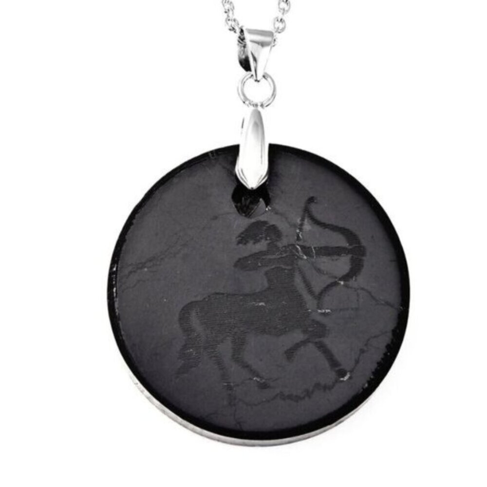 Artisan Sagittarius Zodiac Pendant Genuine Shungite 925 Sterling Silver Goth New